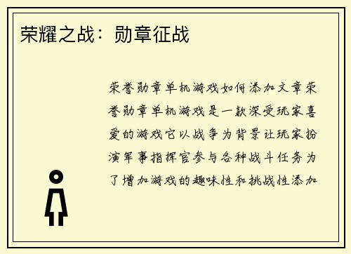 荣耀之战：勋章征战
